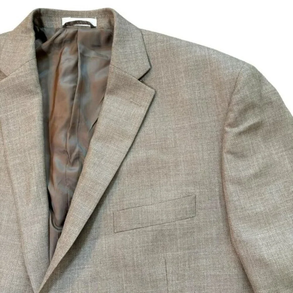 Lauren by Ralph Lauren Tan Blazer Jacket‎ Poly/Linen Blend Size 48R